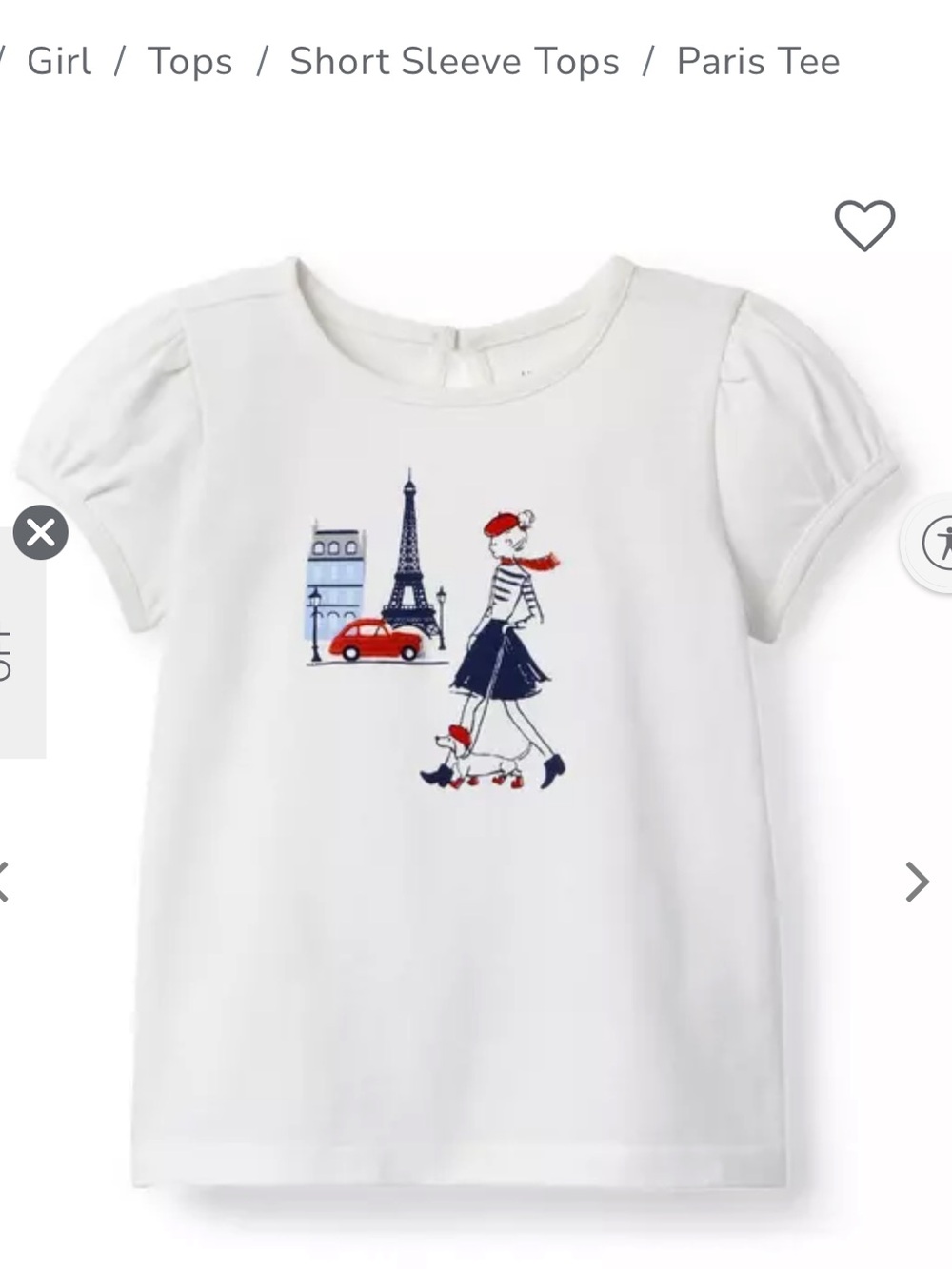 Janie and Jack White Paris Scene Tee with Red Accents